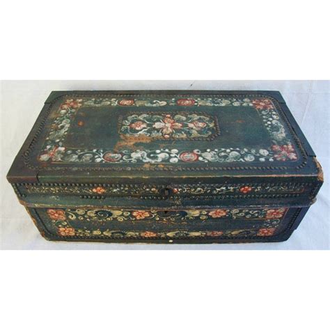 French 19th C Hand Painted Leather Trunk Chairish