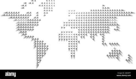 Dotted World Map White Dots With Dropped Shadow On White Background