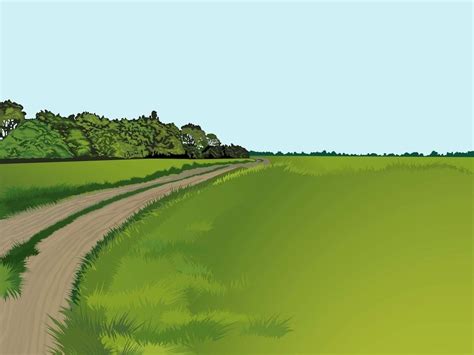 Green Country Road Drawing Free Image Download