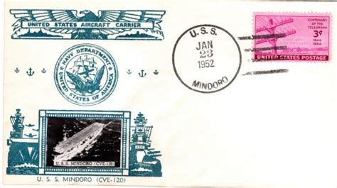 1952 uss mindoro cve 120 aircraft carrier us navy cover with photo 0 99 picclick