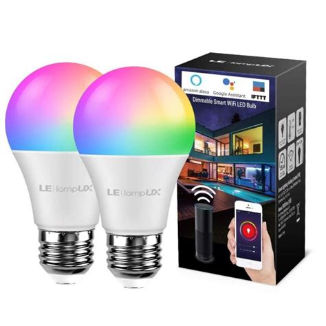 Smart Wifi Light Bulb A19 E26 Multicolor 2 Pack Led Rgb No Hub Required