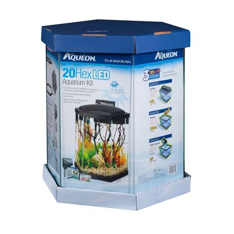 Aqueon Hexagon Led Aquarium Kit Black 20 Gallons The Fish Room