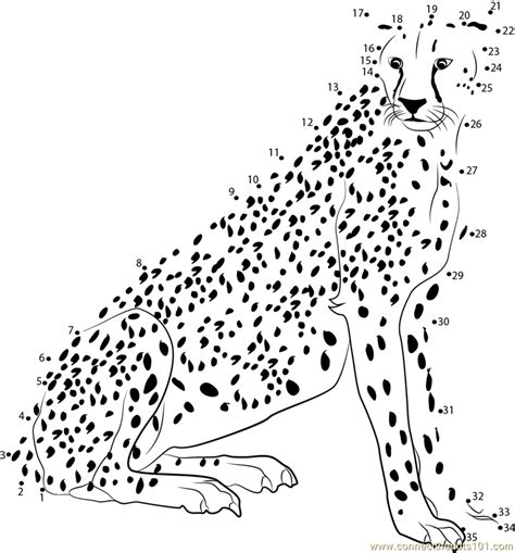 Cheetah Looking Dot To Dot Printable Worksheet Connect The Dots