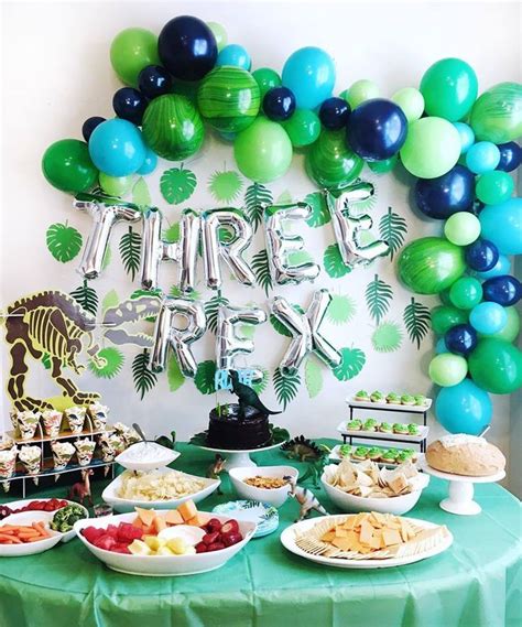 Three Rex Dinosaur Party Decor In 2019 3rd Birthday Party For Boy