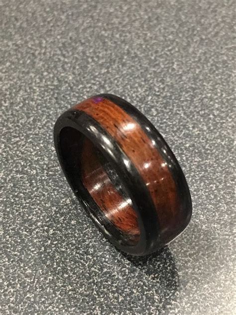 Custom Handcrafted Cocobolo And Ebony Ring Gaboon Ebony Etsy Ring