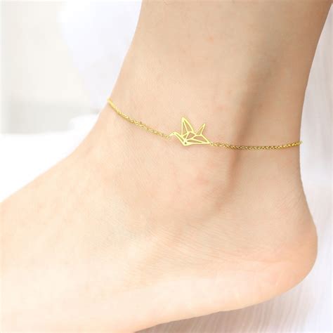 Ankle Chain Paper Crane Insect Marine Animal Pendant Anklet Stainless
