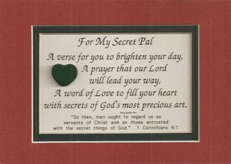 Secret Pal Verses Poems Christian Friend Plaques Prayer Secret Sister