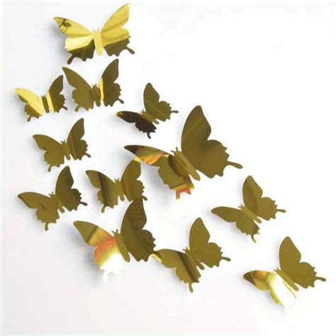 12pcs 3d Mirror Butterfly Wall Stickers Butterfly Wall Stickers Removable Diy Wall Painting