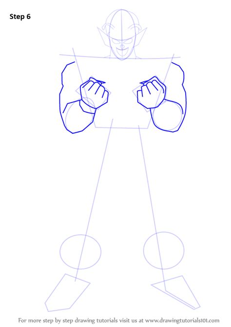 Draw an oval & shape for the upper body. Step by Step How to Draw Piccolo Daimao from Dragon Ball Z ...