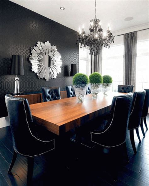 Cool Black Wall Ideas Interior Picture Dining Room Contemporary