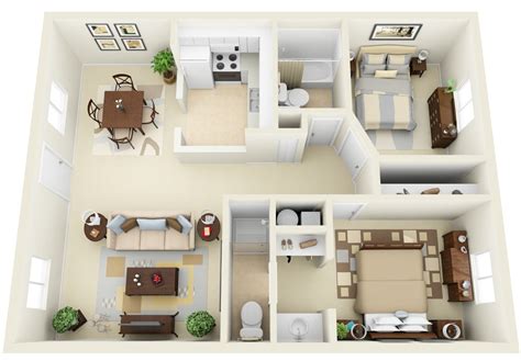 2 Bedroom Studio Apartment Floor Plans Floorplansclick