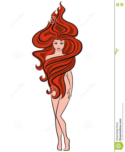 Abstract Naked Female With Red Wavy Hair Stock Vector Illustration Of