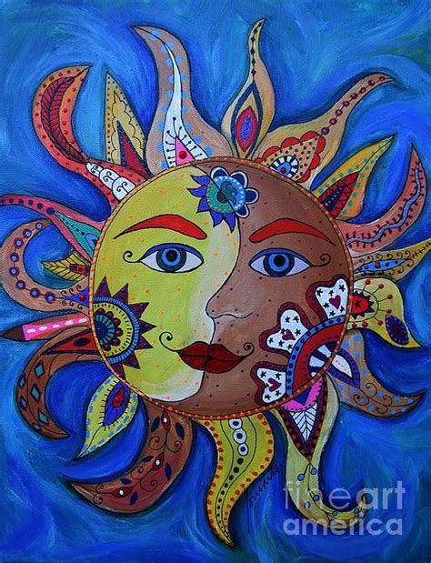 Celestial Sun And Moon By Pristine Cartera Turkus Sun Painting Sun
