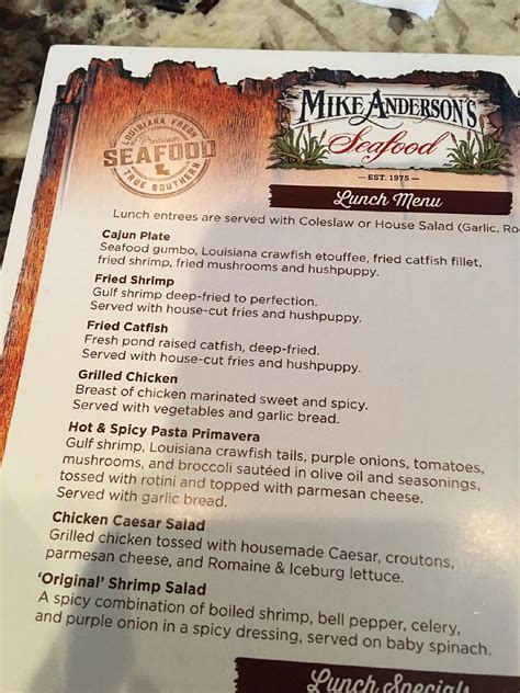Menu at Mike Anderson's - Baton Rouge restaurant, Baton Rouge