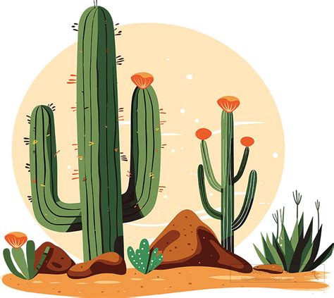 Cactus Clipart Desert Scene With Growing Cactus Clipart
