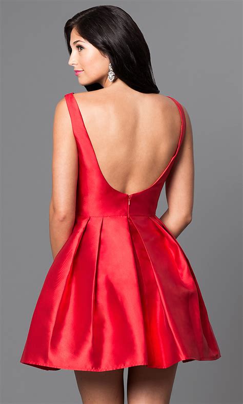 Red Satin Scoop Back Homecoming Dress Promgirl