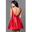 Red Satin Scoop Back Homecoming Dress  PromGirl