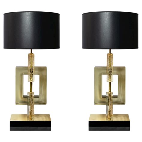 Pair Of Italian Table Lamps In Murano Glass For Sale At 1stdibs