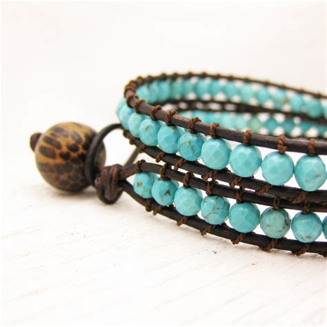 Turquoise Leather Wrap Bracelet Eco Friendly Leather By Byjodi