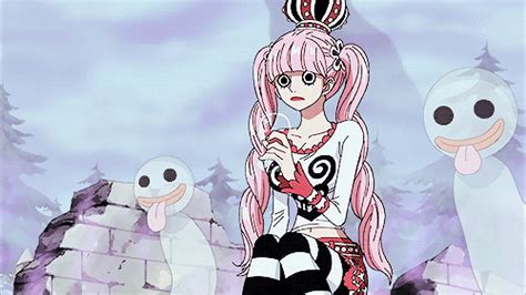 perona one piece animated lowres 1girl breasts female focus happy laughing long hair