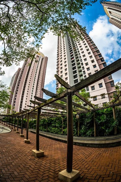 Wide Angle View Of Singapore Public Housing Apartments Skypark In Toa