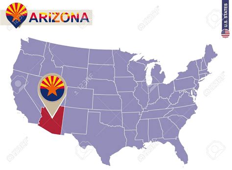 Estado De Arizona En Eeuu Mapa Bandera De Arizona Y El Mapa Estados