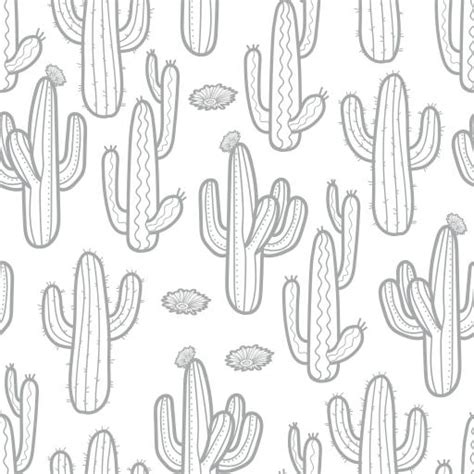 Cacti Black And White Wallpaper Shop Now At Luxe Walls