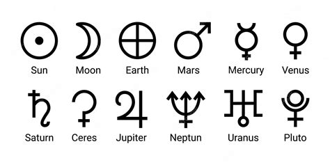 Premium Vector Set Astrology And Astronomy Planet Symbols Planetary