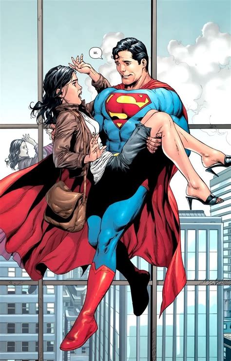 Superman And Wonder Woman Flying Through The Air With Cityscape Behind