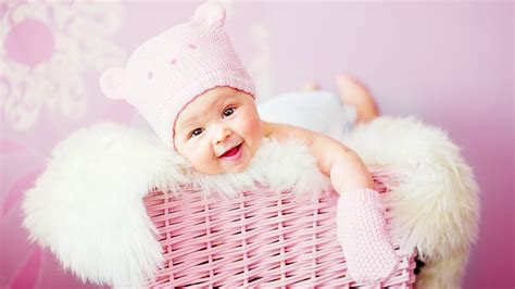 Baby Girl In Pink Basket 4k Ultra Hd Wallpaper Background Image