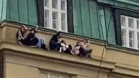 Footage Shows People Hiding On Ledge Of Building Amid Mass Shooting In Prague World News Sky