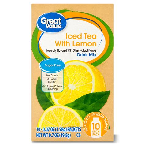 4 Pack Great Value Iced Tea With Lemon Drink Mix 007 Oz 10 Ct