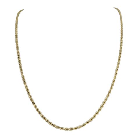 14 Karat Yellow Gold Solid Diamond Cut Rope Chain Necklace For Sale At 1stdibs Rhodium Polish