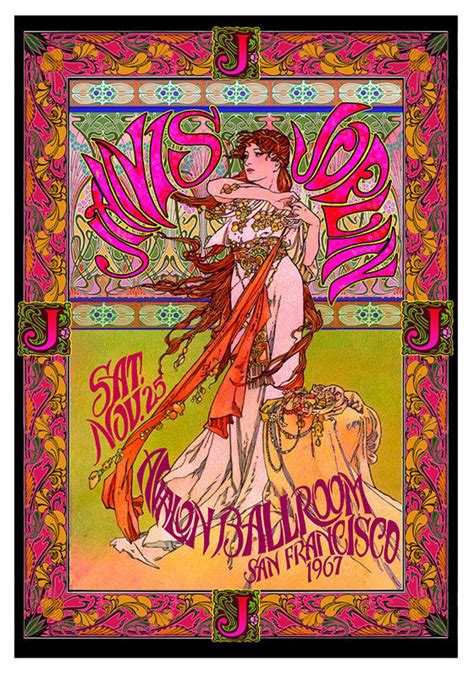 Janis Joplin Art Nouveau San Francisco Concert Poster Etsy Music