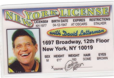 David Letterman Id Card Drivers License Etsy