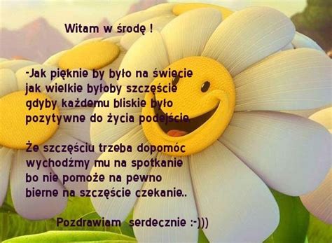 Uśmiechnięty kwiat pozdrawia w środę - Gify i obrazki na GifyAgusi.pl