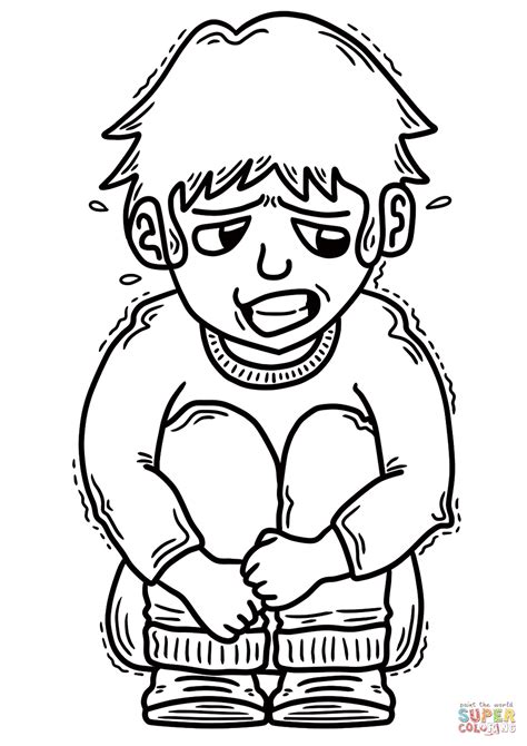 Scared Boy Shaking Coloring Page Free Printable Coloring Pages