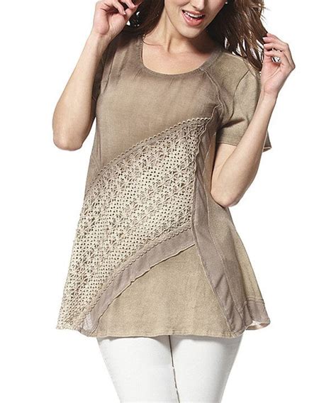 Look At This Beige Lace Sash Scoop Neck Top On Zulily Today Simply