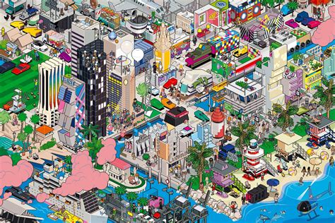 Eboy The Miami Pixorama Pixel Kunst Stadt Zeichnung Medienkunst
