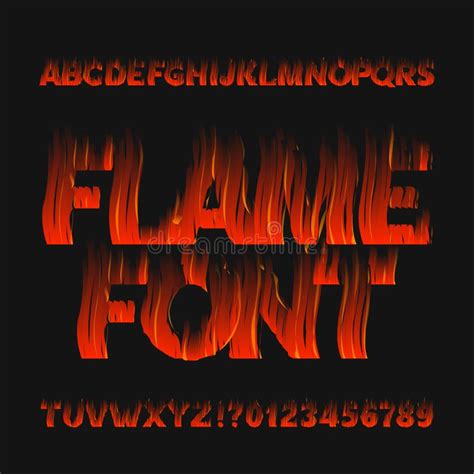 Flame Alphabet Font Fire Effect Type Letters And Numbers On Dark