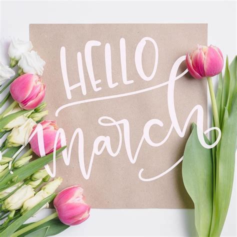 Welcome March Hello Spring ☀️ By Freepik Brushlettering Lettering