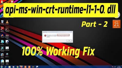 Hello, see if this fix helps you: api-ms-win-crt-runtime-l1-1-0.dll is missing windows 7 64 ...