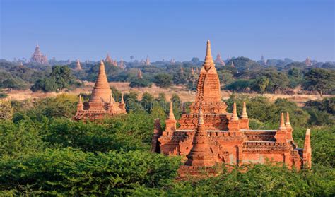 The Temples Of Bagan At Sunset Bagan Myanmar Stock Image Image Of