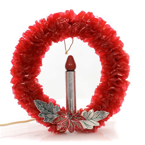 Christmas 1000 Red Cellophane Wreath Vintage Mid Century Nostalgic