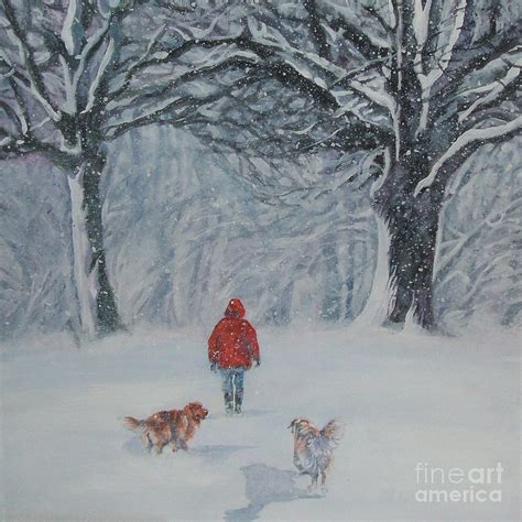 Golden Retriever Winter Walk Painting By Lee Ann Shepard Pixels
