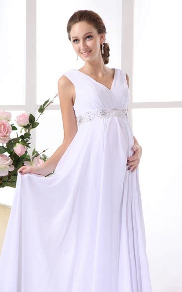 v neck empire chiffon maternity dress with belted waist dorris wedding