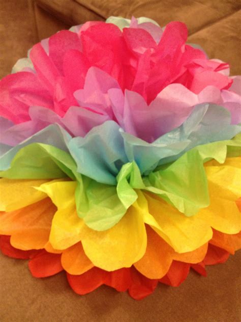 Giant Rainbow Tissue Paper Flower Diy Craft