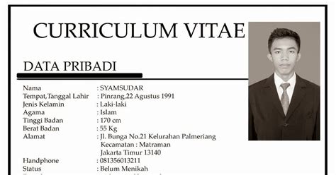 It can be easily personalized for whichever industry you are applying for. Curriculum Vitae Indonesia ~ OLHARECIA