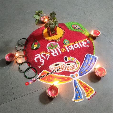 20 Tulsi Vivah Rangoli Designs That Will Leave You In Awe Free Hand
