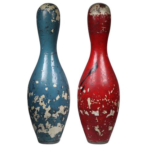 Pair Of Distressed Vintage Bowling Pins For Sale At 1stdibs